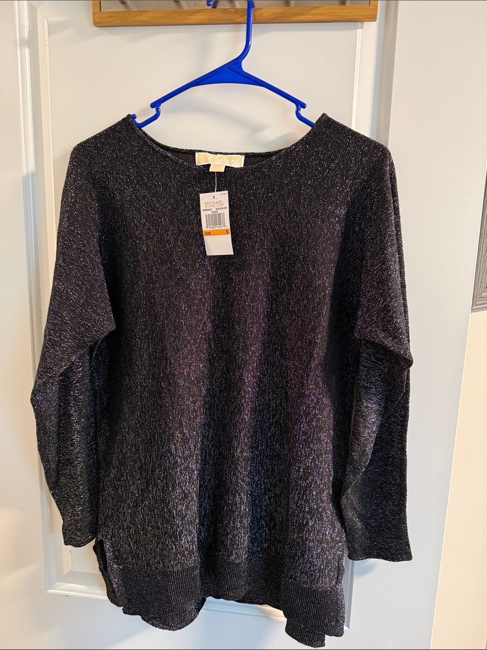 MICHAEL Michael Kors Black with Metallic Shine Crew Neck Sweater